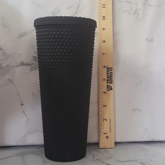 Starbucks Venti Tumbler Studded Matte Black Diamond Rubberized Cold Cup 24oz
