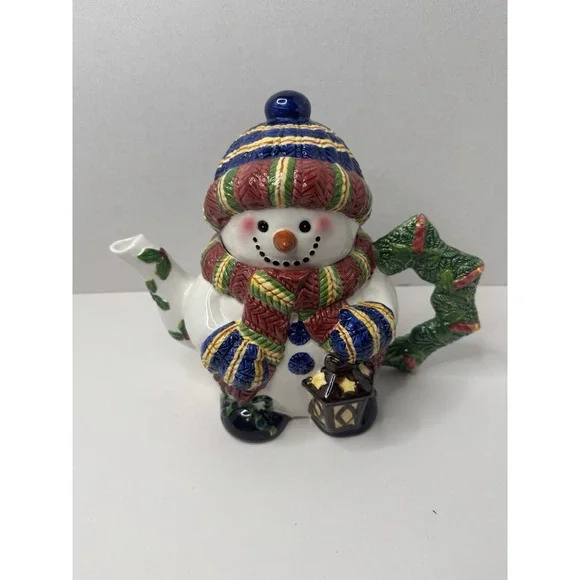 Vintage Snowman Teapot By: World Bazaars Hand Painted Ceramic‎ Tea Pot