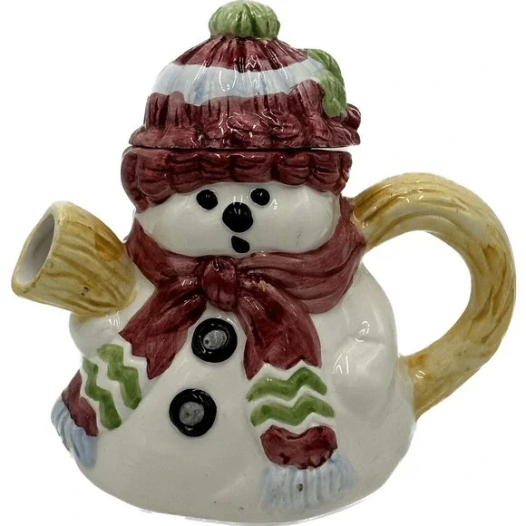 Snowman Teapot Winter Christmas Small‎ Personal Size Wang's International Decor