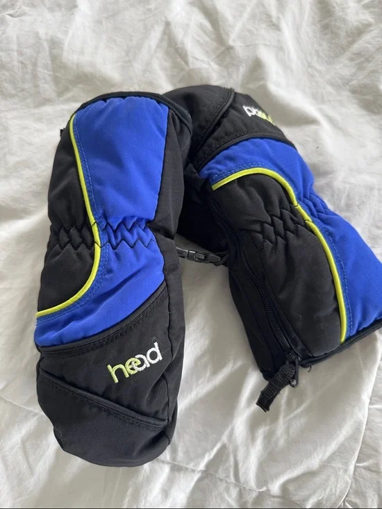 Head Black, Blue and Snow Mittens