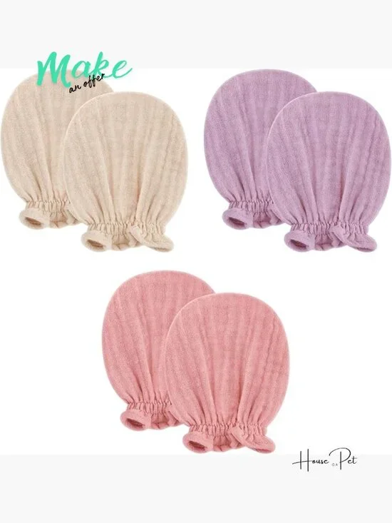 100% Cotton Muslin Baby Mittens for Newborns 0-6 Months