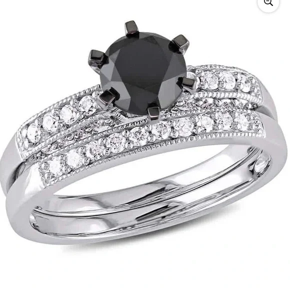 Black and Silver White Gold Bridal Set