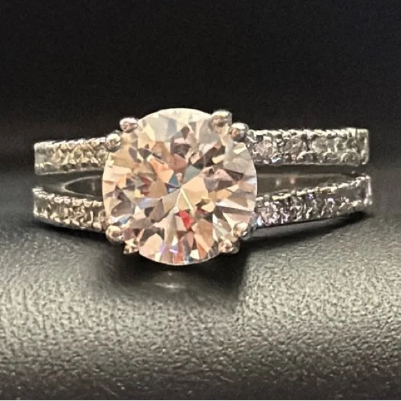 Round Turmaline With Rhodium Plated Silver-Tone Size 8.5 Ring