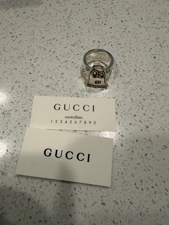 Gucci Silver Ghost Motif Ring - Silver