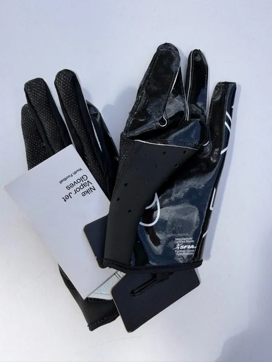 Nike Black Vapor Jet Football Gloves with White Accents