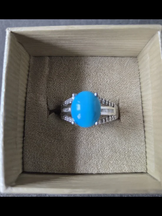 Sleeping Beauty Turquoise Silver Ring - Size 8