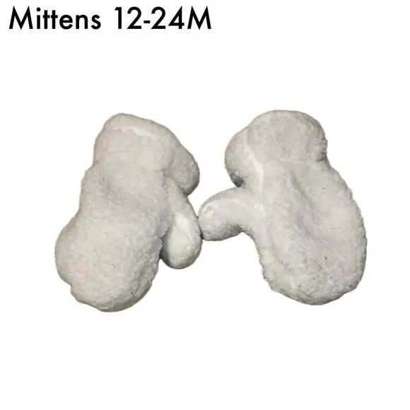Carters White Fuzzy Mittens size Infant/Toddler 12-24M