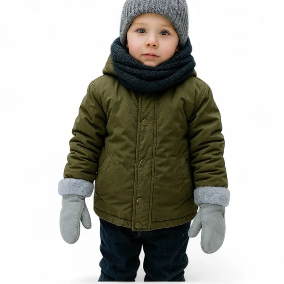UGG Kids Light Gray Fleece-Lined Mittens