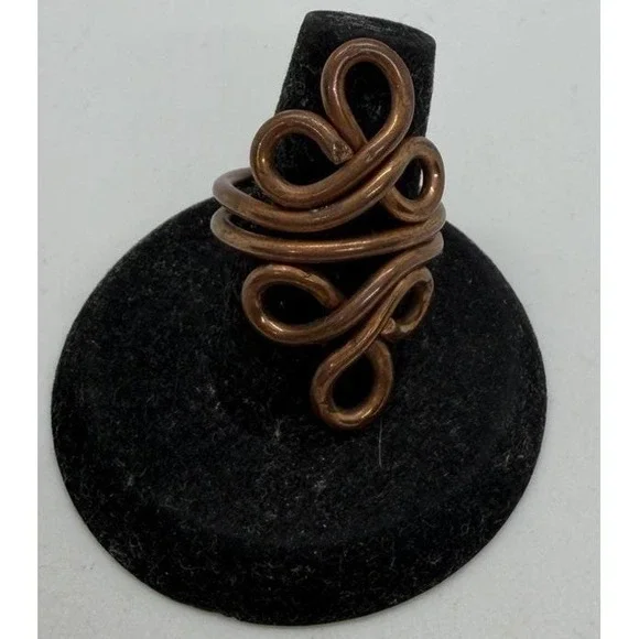 Vintage Copper Double Spiral Scroll Ring Size 6