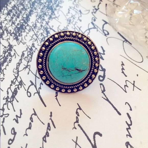Vintage Turquoise Large Statement Adjustable Ring