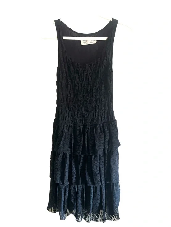 Free People Black Lace Tiered Dress Romantic Goth Whimsigoth S