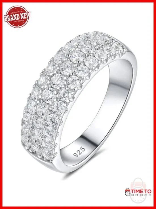 Moissanite Eternity Wedding Band Ring 925 Sterling Silver D Color VVS1