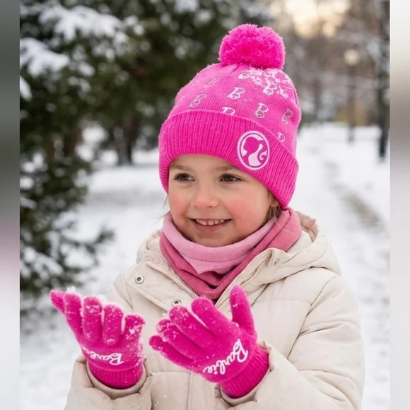 Barbie Beanie Girl's Hat and Glove Set