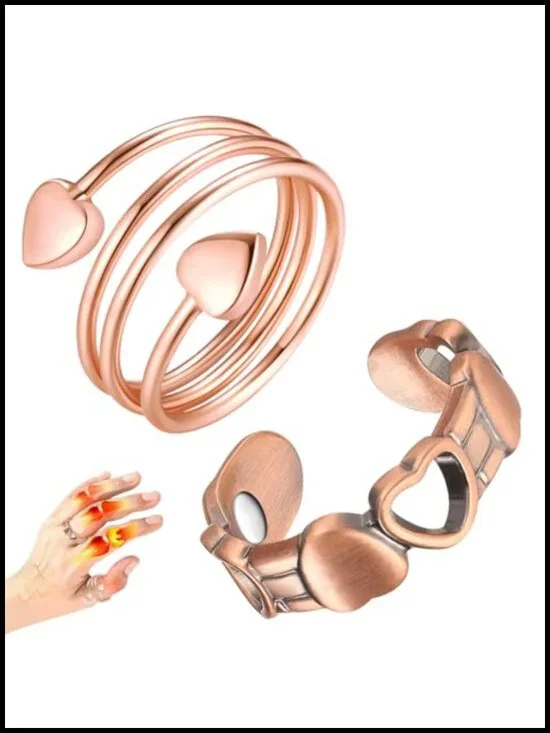 Magnetic Copper Rings - Set of 2 Adjustable Band
