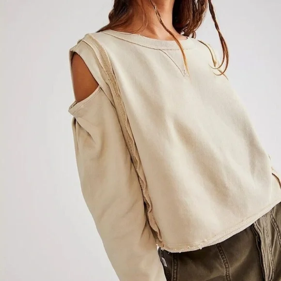Free People We The Free Davis Cold Shoulder Pullover Cutout Top XS