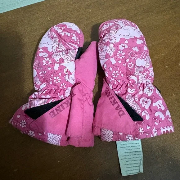 Dakine Kids' Pink Patterned Mittens