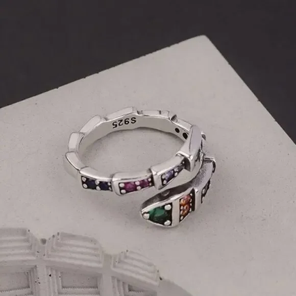 The Multi-Colored Serpent Ring in 925 silver