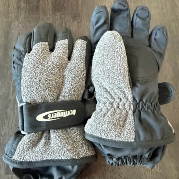 Hotfingers Toddler Snow Day Jr. Gloves Black & Gray (Medium 3-4) Windproof