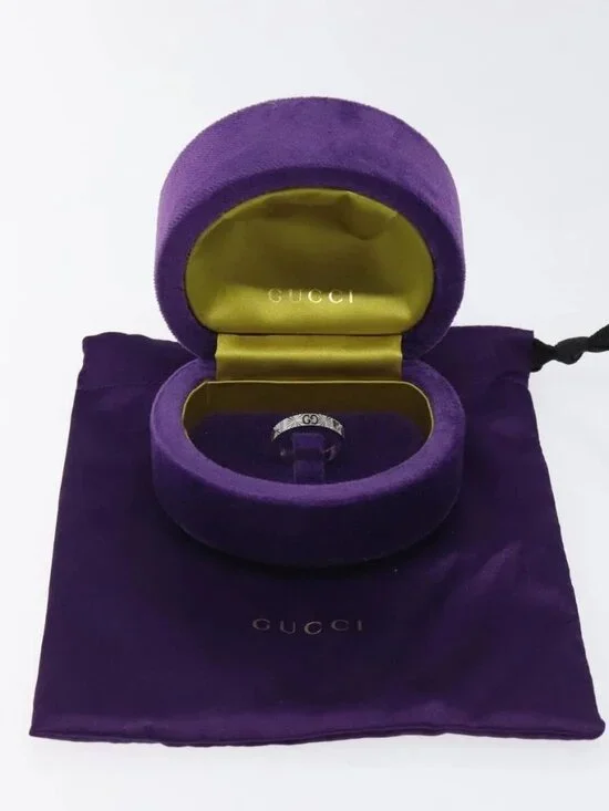 GUCCI Heart Ring K18 Silver Gold (750) 4.4g (18K) Silver Auth 117299SAM