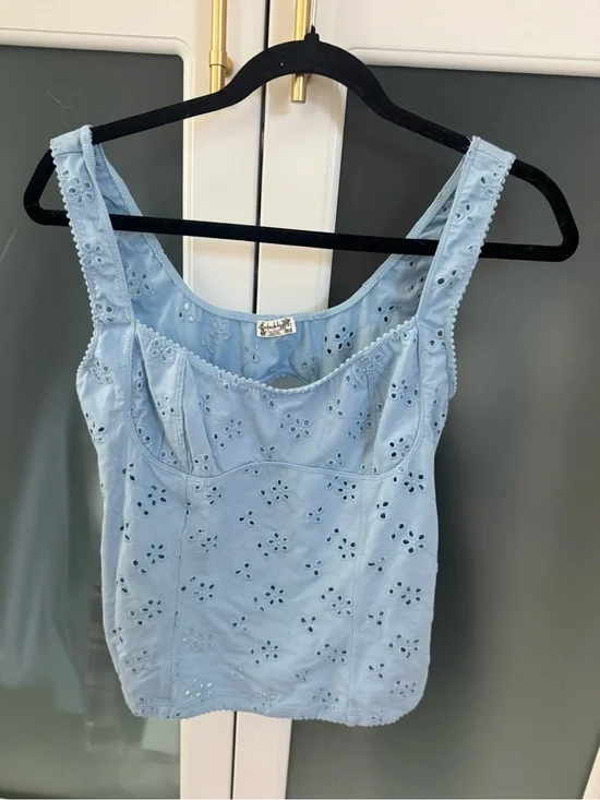 Free People Powder Blue Eyelet Tank