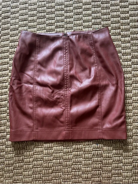 Free People Faux Leather Mini Skirt in Wine