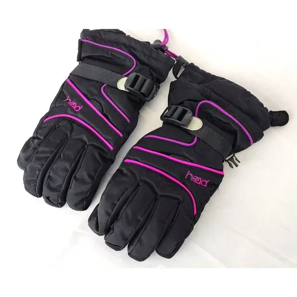 HEAD Youth Ski Gloves Size L – Black Pink Purple, Very Good Condition