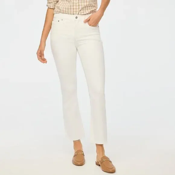 J. Crew Flare Crop Jeans Mid Rise Signature Stretch 5-Pocket White Denim Size 29