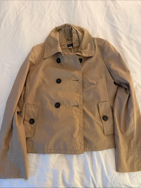 J. Crew Short Double-Breasted Trench Jacket in Tan