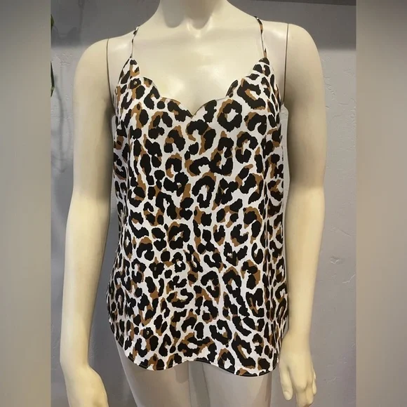 New J.Crew Leopard print scalloped hem Cami Top size 4