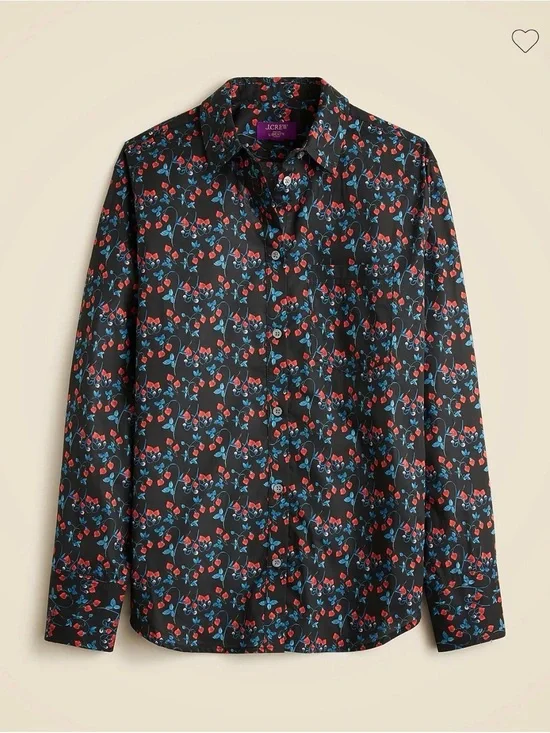 J.Crew Garçon Classic Shirt Liberty Tana Lawn Strawberry Black Size 20 Cotton