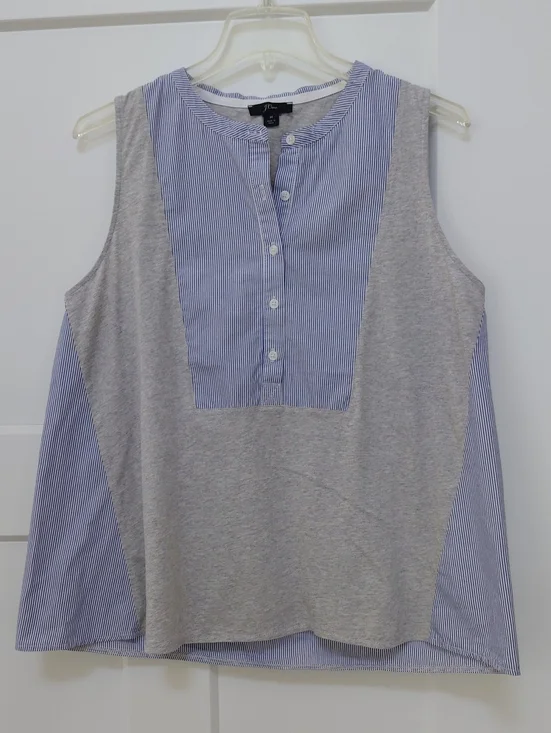 Blue Stripe & Gray Sleeveless J. Crew Top