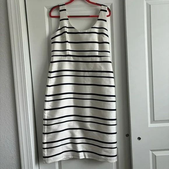 J. Crew Scoopneck Midi Dress in Jacquard Stripe