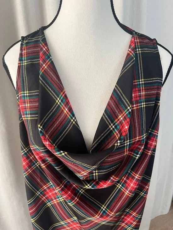 J Crew Cowl neck top Plaid Medium