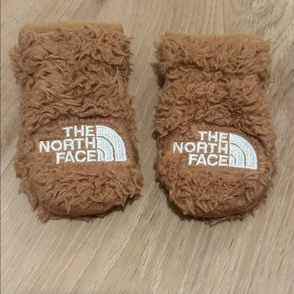The North Face Tan Fuzzy Baby Mittens
