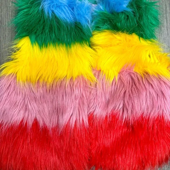 MINI BODEN Faux Fur Colorful Vest 2-3