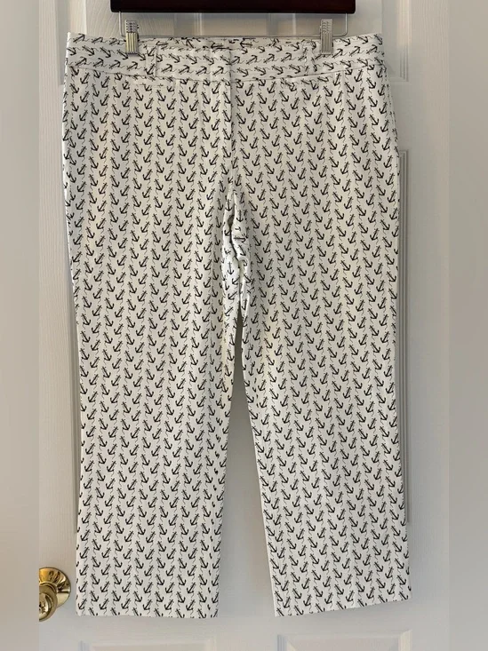 J. Crew ⚓️ City Fit Nautical Anchor Capri Pants Size 14 Stretch *Like New*