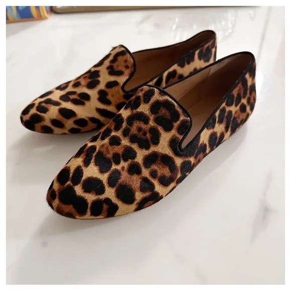 NEW J. Crew Smoking Slipper In Haircalf Flats Rich Mahogany‎ Size 7