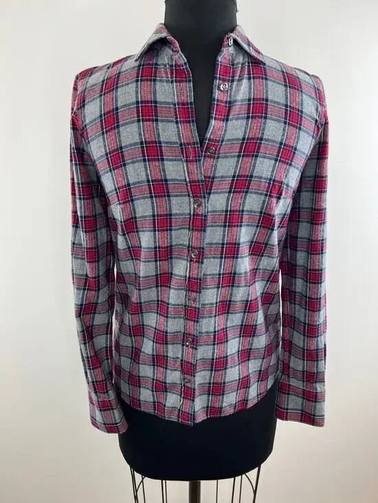 J. Crew Red Gray Tartan Plaid Long Sleeve Button-Down Boy Shirt Size 00