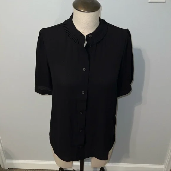 NWT J. Crew Drapey Button Down top In Black Size XXS