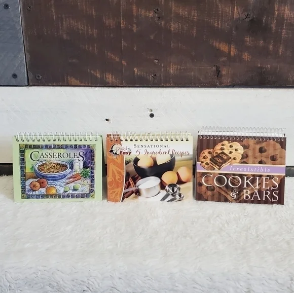 𝅺3 Mini Spiral Hardcover Recipe Cookbooks Casseroles Cookies Bars 5 Ingredients