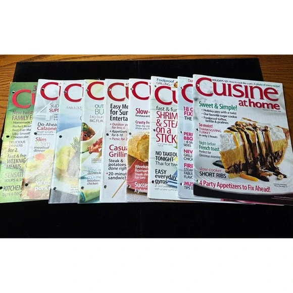 Cuisine at Home Magazine Lot of 9 Issues 2007 2008 2009 Recipes Cooking Tips