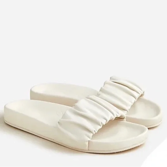 J. Crew Pacific Scrunchie Strap‎ Leather Slides White 9.5