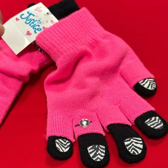 Justice O/S double layer gloves. NWT!