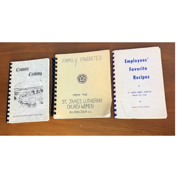 Vintage Iowa Amish Church Cookbook Lot 3 Amish Lutheran Spiral Bound Recipes