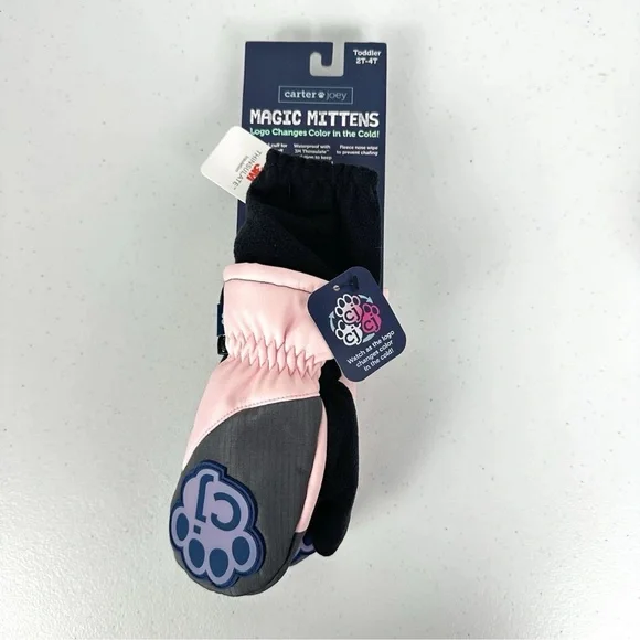Carter Joey Magic Mittens 2T-4T Light Pink Waterproof Winter Mitten Color Change