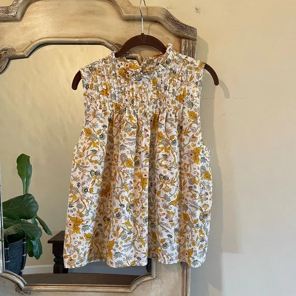 J. Crew Yellow Floral Sleeveless Top