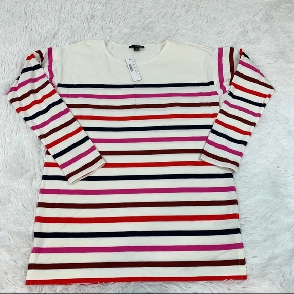 J Crew long sleeve striped boat neck‎ tunic top multicolor cotton