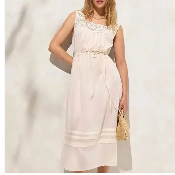NWT J.Crew Womens XL Crochet Midi Dress European Coastal Vacation Belted Resort