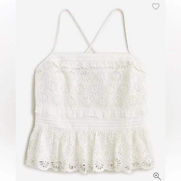 Jcrew Cross‎ back smocked waist eyelet top