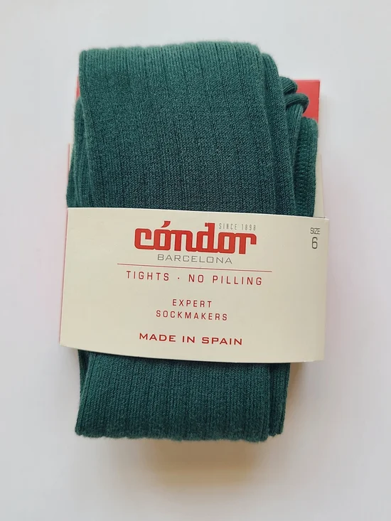 Cóndor Barcelona Forest Green Ribbed Tights